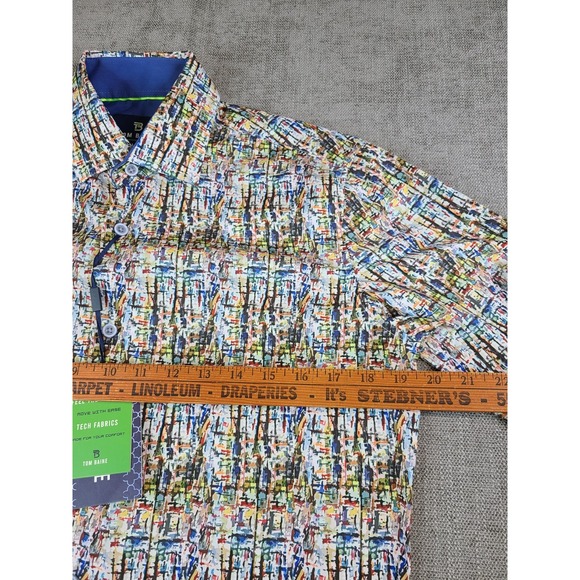 *NWT* Tom Baine Shirt Men S Colorful Performance Slim Fit Stretch Long Button Up - Picture 4 of 7
